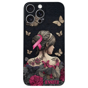 Breast Cancer Awareness - Personalized Breast Cancer Awareness Leather Phone Case
