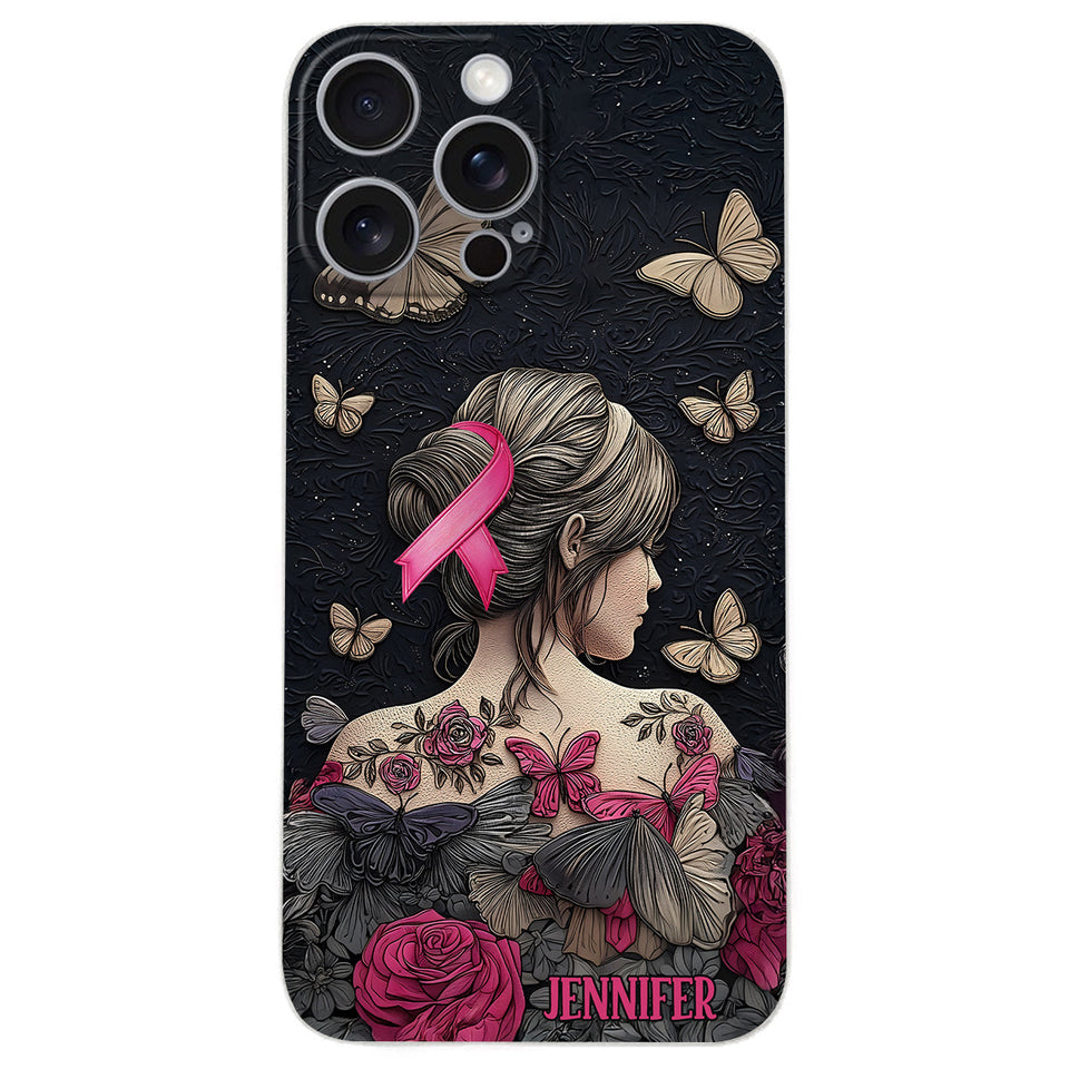 Breast Cancer Awareness - Personalized Breast Cancer Awareness Leather Phone Case