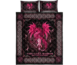 Fight Like A Warrior Breast Cancer Awareness  Quilt Set 0622