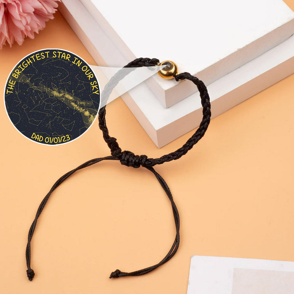 Carte du ciel personnalisée « L'étoile la plus brillante de notre ciel » - Cadeau commémoratif pour la perte d'un chien ou d'un chat - Bracelet de projection personnalisé