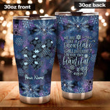 We Are Like Snowflakes Blue Purple Snowflakes - Personalized Christmas Autism Awareness Tumbler