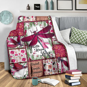 Faith Hope Love Breast Cancer Awareness Blanket 0622