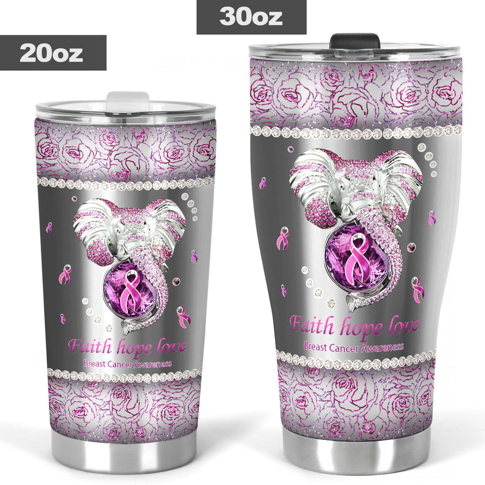 Faith Hope Love Breast Cancer Awareness Tumbler 0622