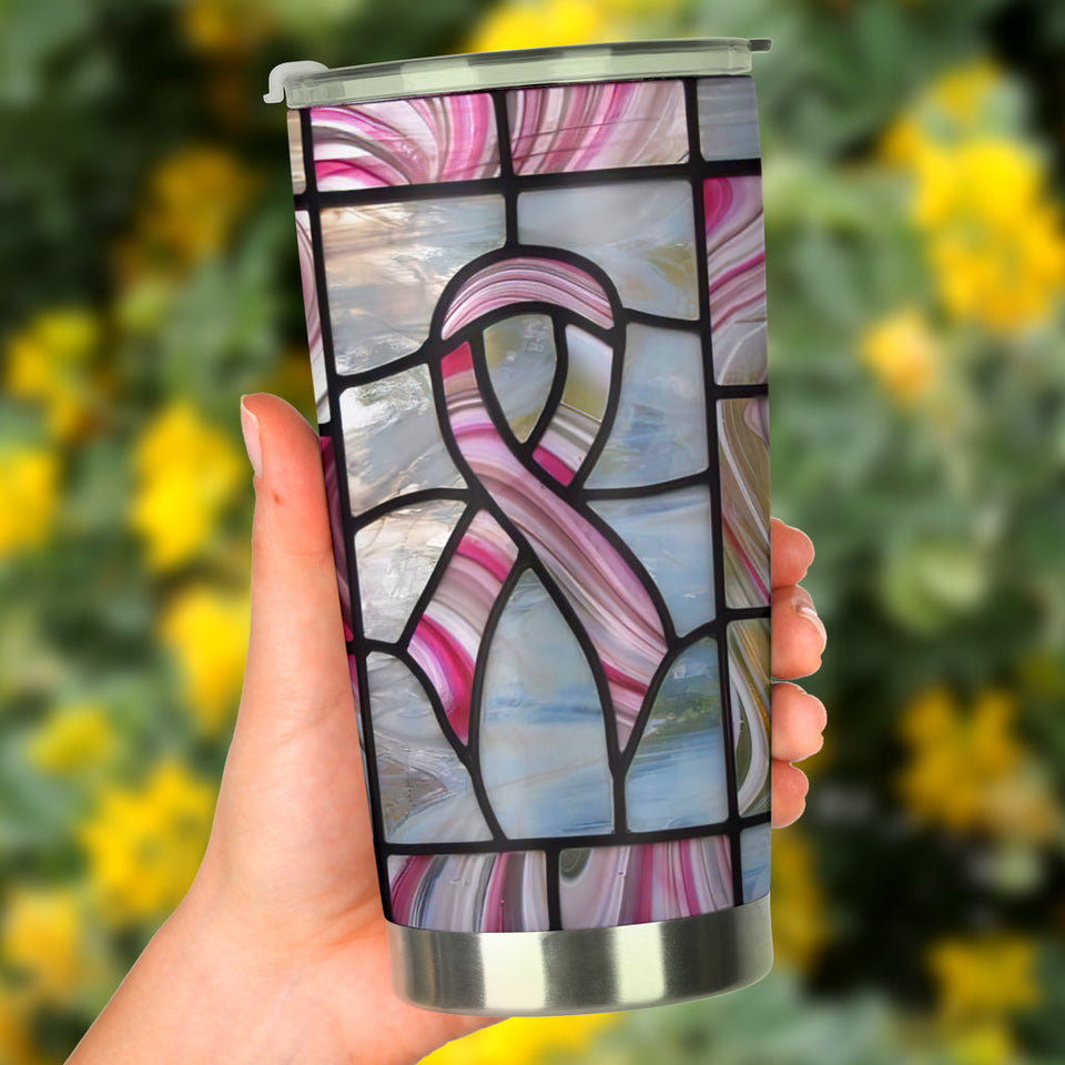 Breast Cancer Awareness Stained Glass Pattern Print Breast Cancer Awareness Tumbler 0622