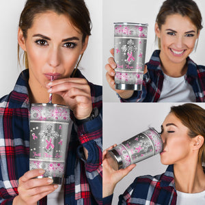 Faith Hope Love - Breast Cancer Awareness Tumbler With Faux Glitter Print 0622