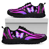 Baskets violettes papillon pour la sensibilisation au cancer du sein 0622