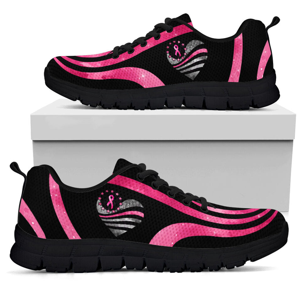 Baskets à motif ruban rose et cœur, symbole de sensibilisation au cancer du sein, référence 0622