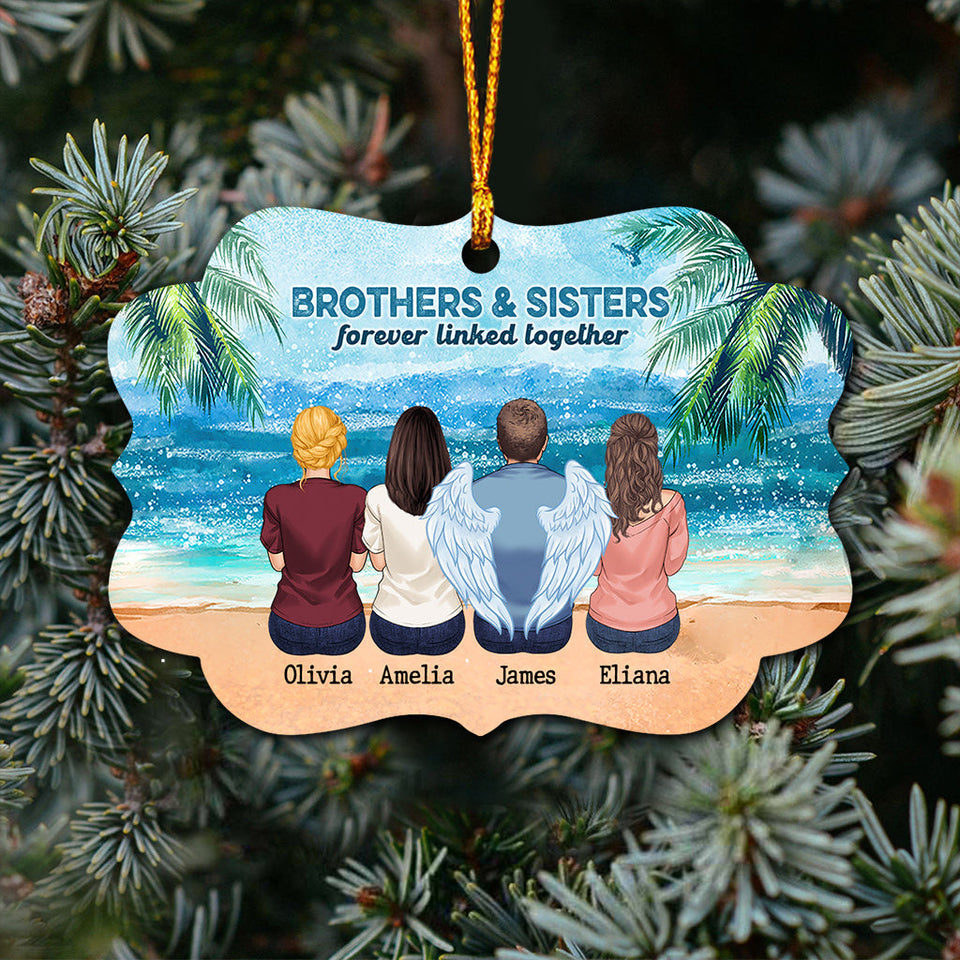 Brother And Sister Forever Linked Together - Personalized Memorial Ornament