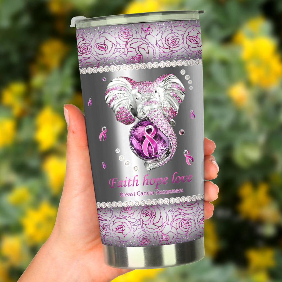 Faith Hope Love Breast Cancer Awareness Tumbler 0622