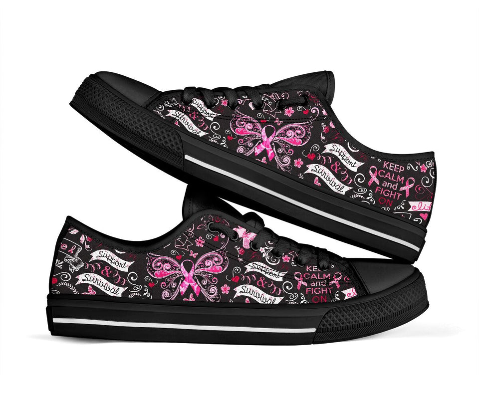 Restez calme et luttez ! Survivante du cancer du sein. Chaussures basses de sensibilisation au cancer du sein 0622