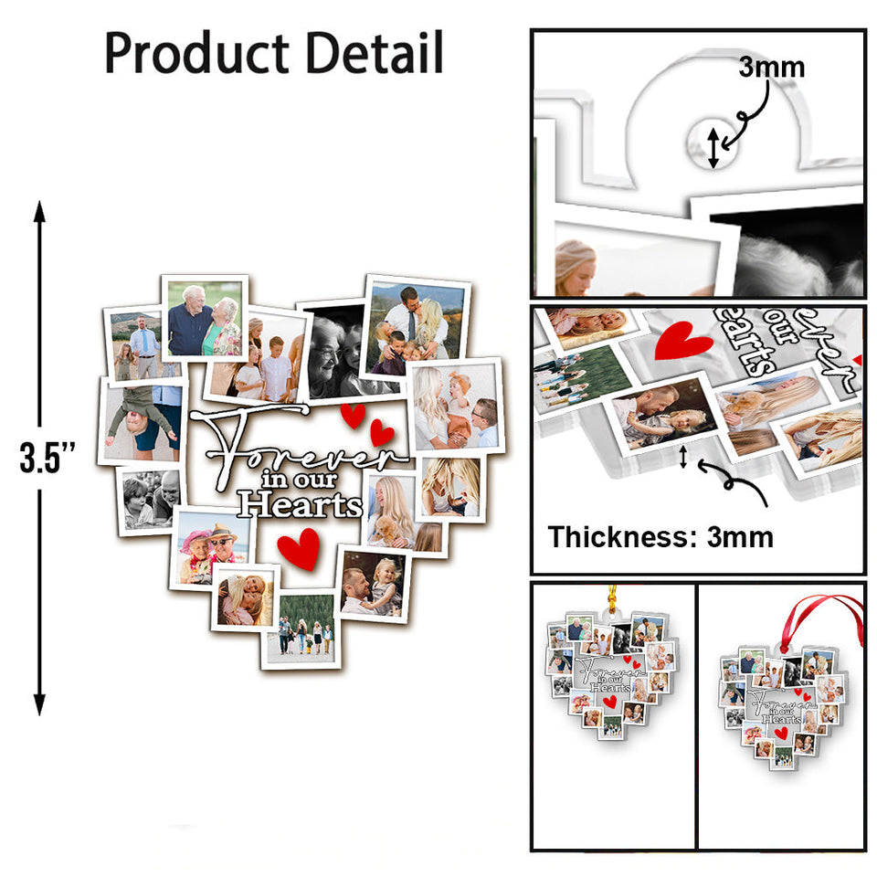À jamais dans mon cœur - Ornement commémoratif transparent personnalisé