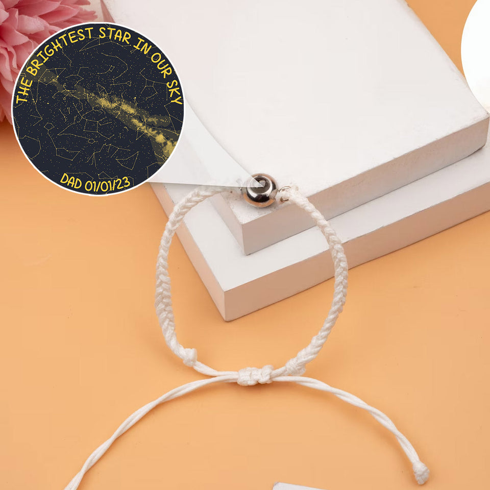 Carte du ciel personnalisée « L'étoile la plus brillante de notre ciel » - Cadeau commémoratif pour la perte d'un chien ou d'un chat - Bracelet de projection personnalisé