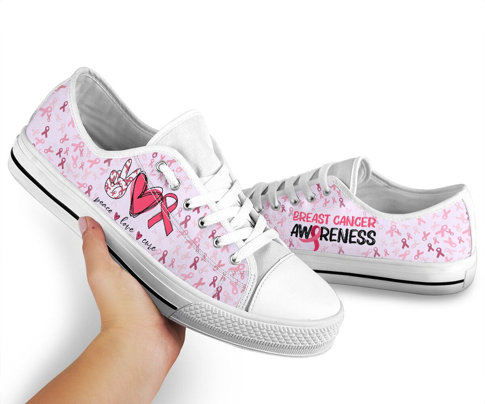 Chaussures basses Peace Love Cure pour la sensibilisation au cancer du sein 0622