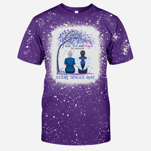 I Wear Teal And Purple - Personalized Suicide Prevention Bleached T-Shirt