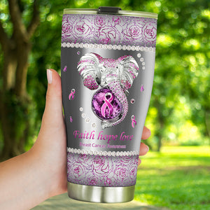 Faith Hope Love Breast Cancer Awareness Tumbler 0622