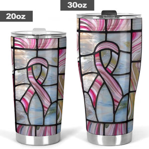 Breast Cancer Awareness Stained Glass Pattern Print Breast Cancer Awareness Tumbler 0622