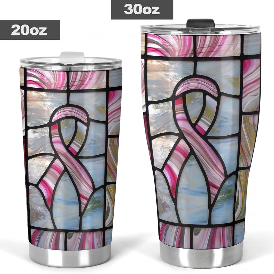 Breast Cancer Awareness Stained Glass Pattern Print Breast Cancer Awareness Tumbler 0622