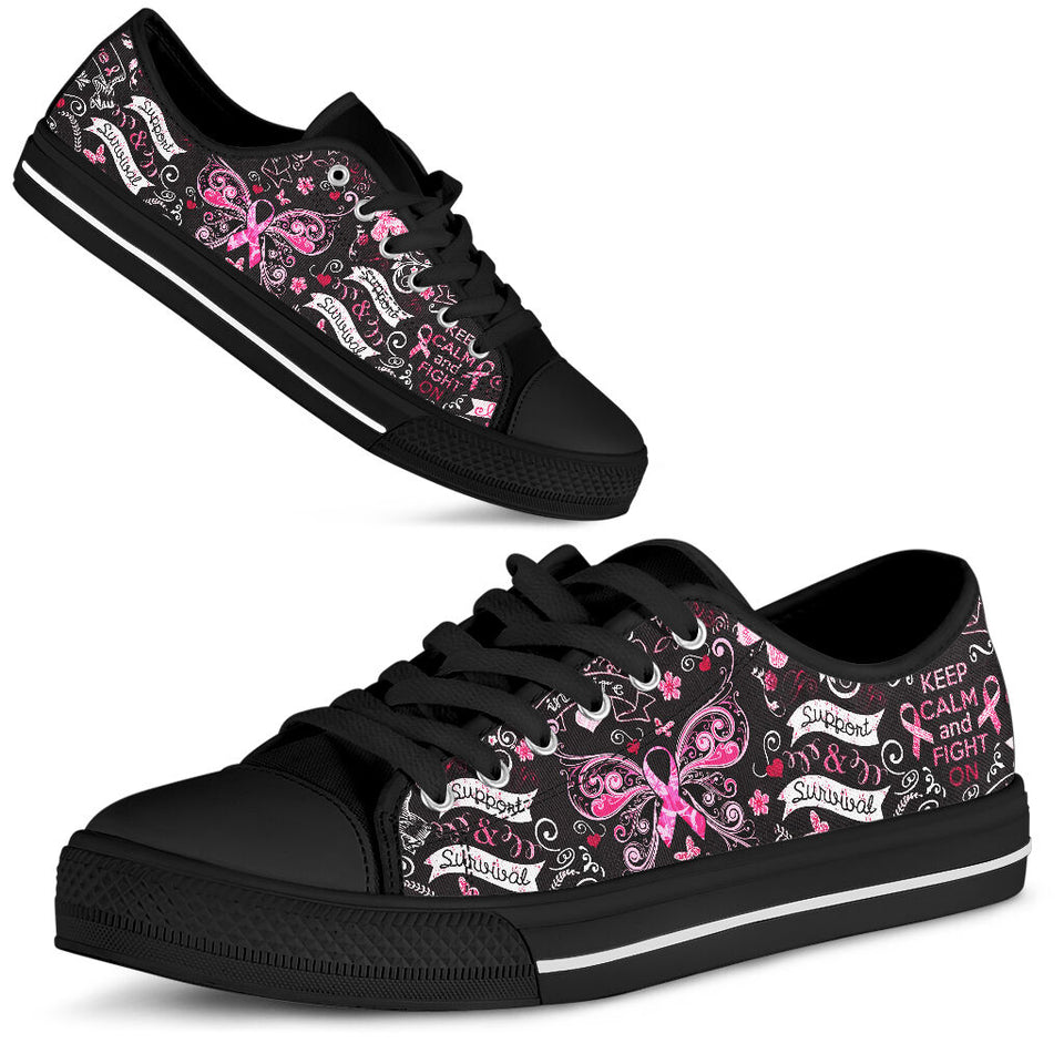 Restez calme et luttez ! Survivante du cancer du sein. Chaussures basses de sensibilisation au cancer du sein 0622