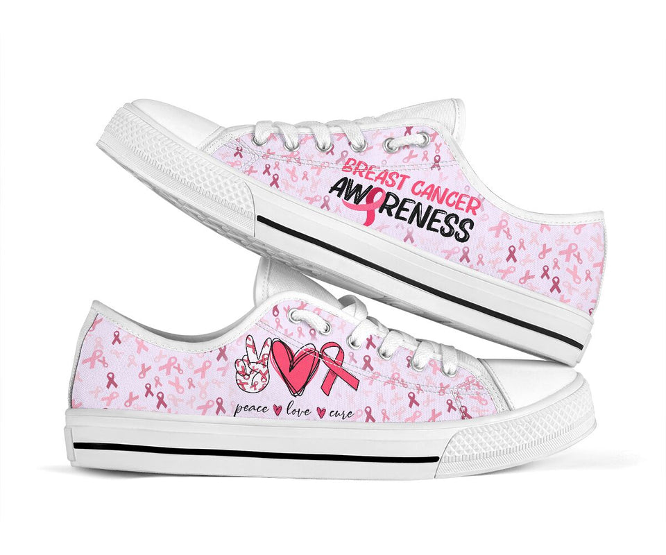 Chaussures basses Peace Love Cure pour la sensibilisation au cancer du sein 0622
