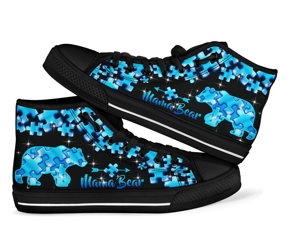 Autism Mom Mamabear Fête des Mères Sensibilisation à l'autisme Chaussures montantes 0622