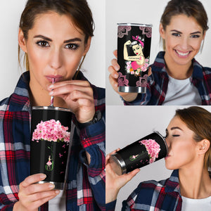 Never Give Up Breast Cancer Awareness Tumbler 0622