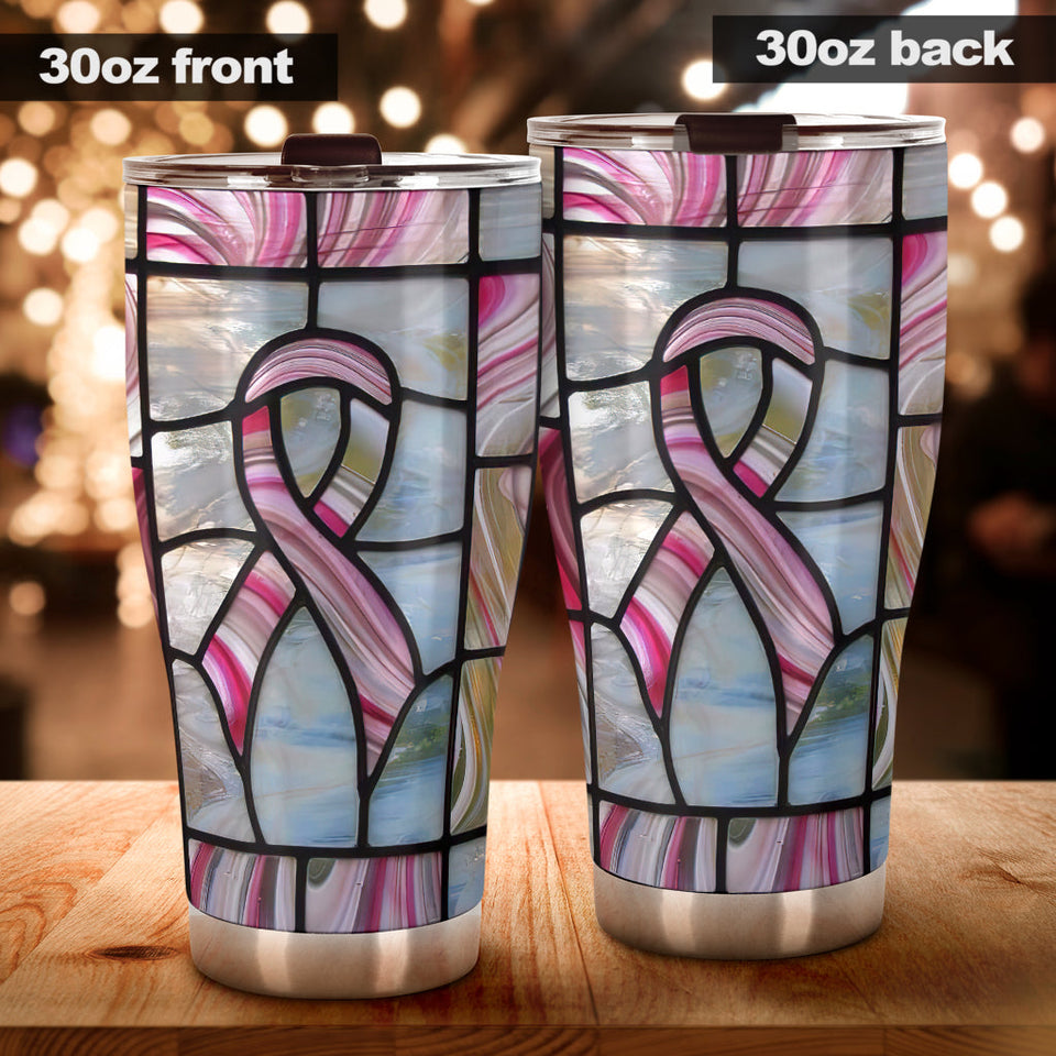 Breast Cancer Awareness Stained Glass Pattern Print Breast Cancer Awareness Tumbler 0622