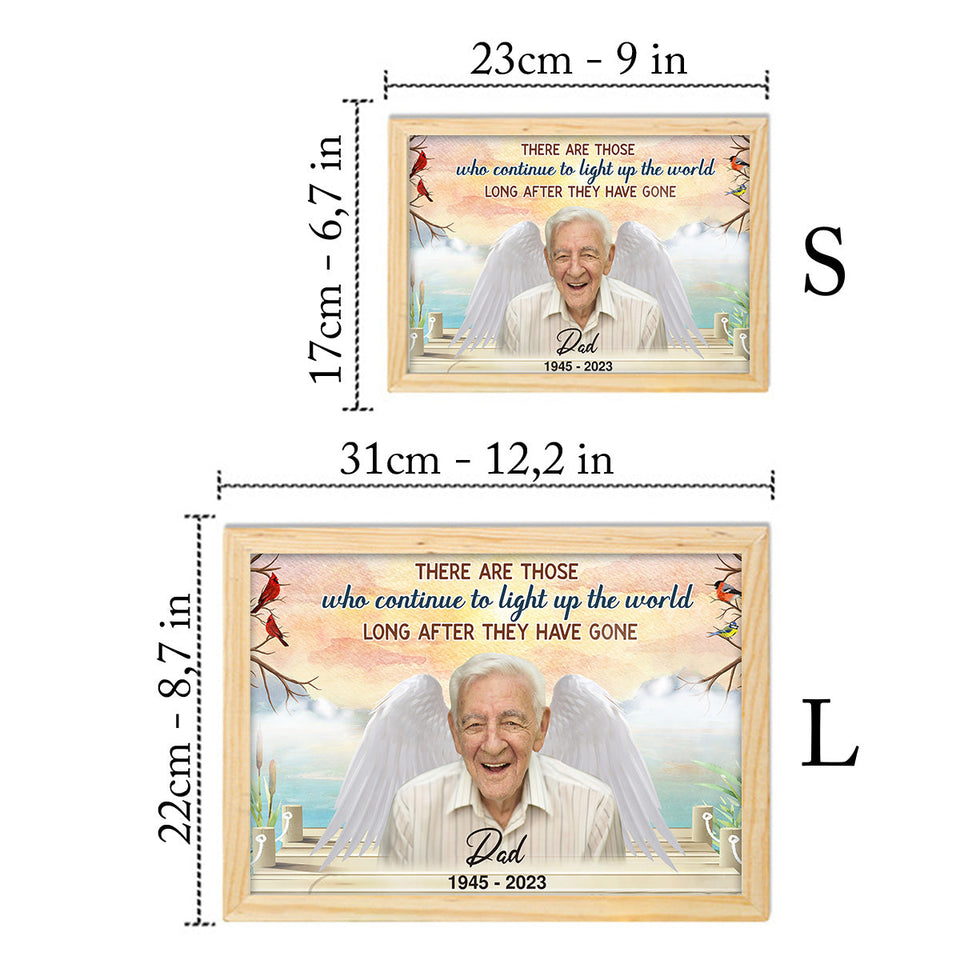 Illuminez le monde - Cadeau commémoratif en cas de décès - Cadre photo lumineux personnalisé