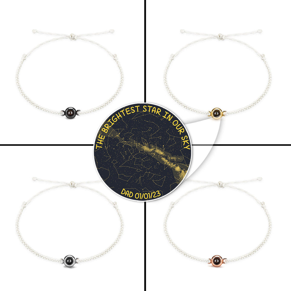 Carte du ciel personnalisée « L'étoile la plus brillante de notre ciel » - Cadeau commémoratif pour la perte d'un chien ou d'un chat - Bracelet de projection personnalisé