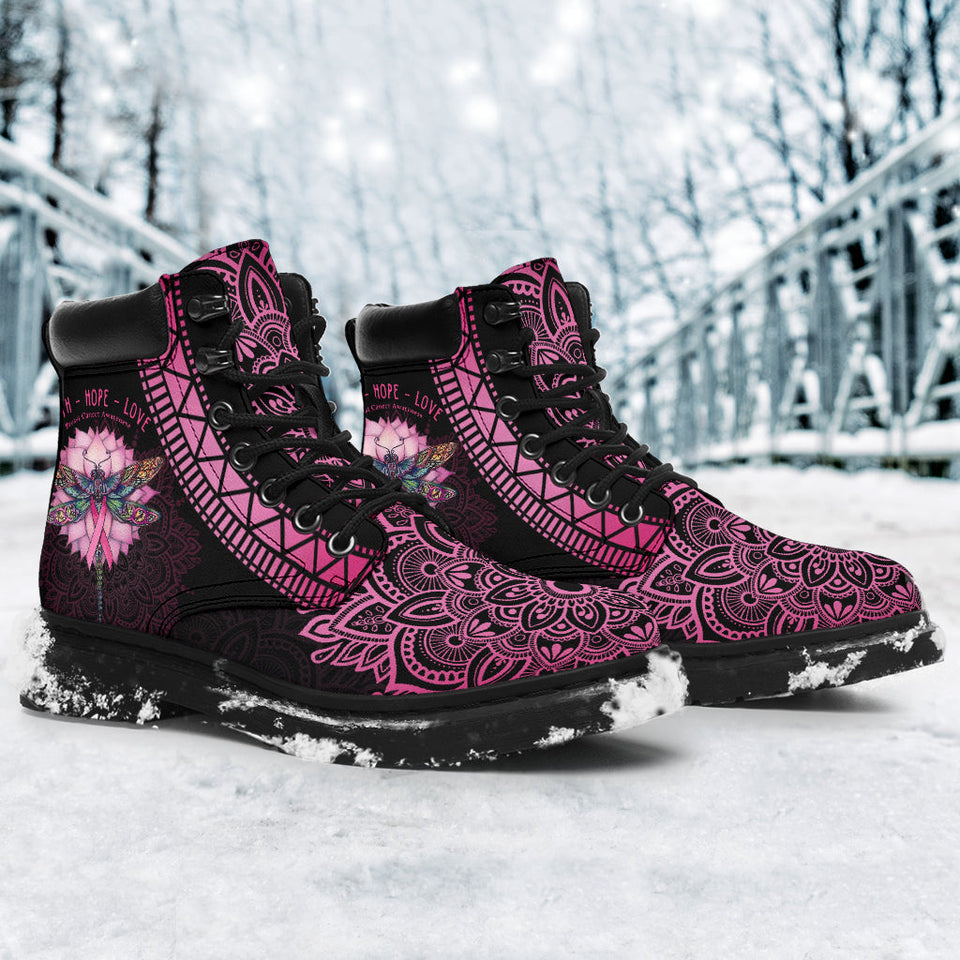 Bottes toutes saisons Dragonfly Faith Hope Love Sensibilisation au cancer du sein 0622