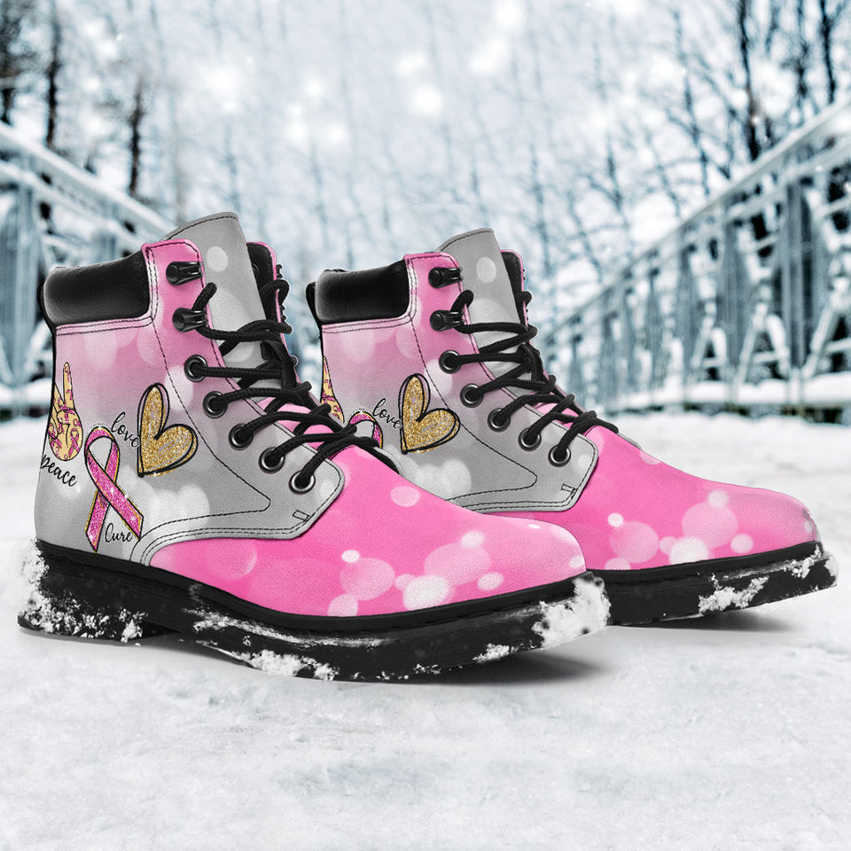 Bottes toutes saisons Peace Love Cure Sensibilisation au cancer du sein 0622 