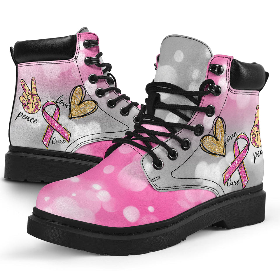 Bottes toutes saisons Peace Love Cure Sensibilisation au cancer du sein 0622 