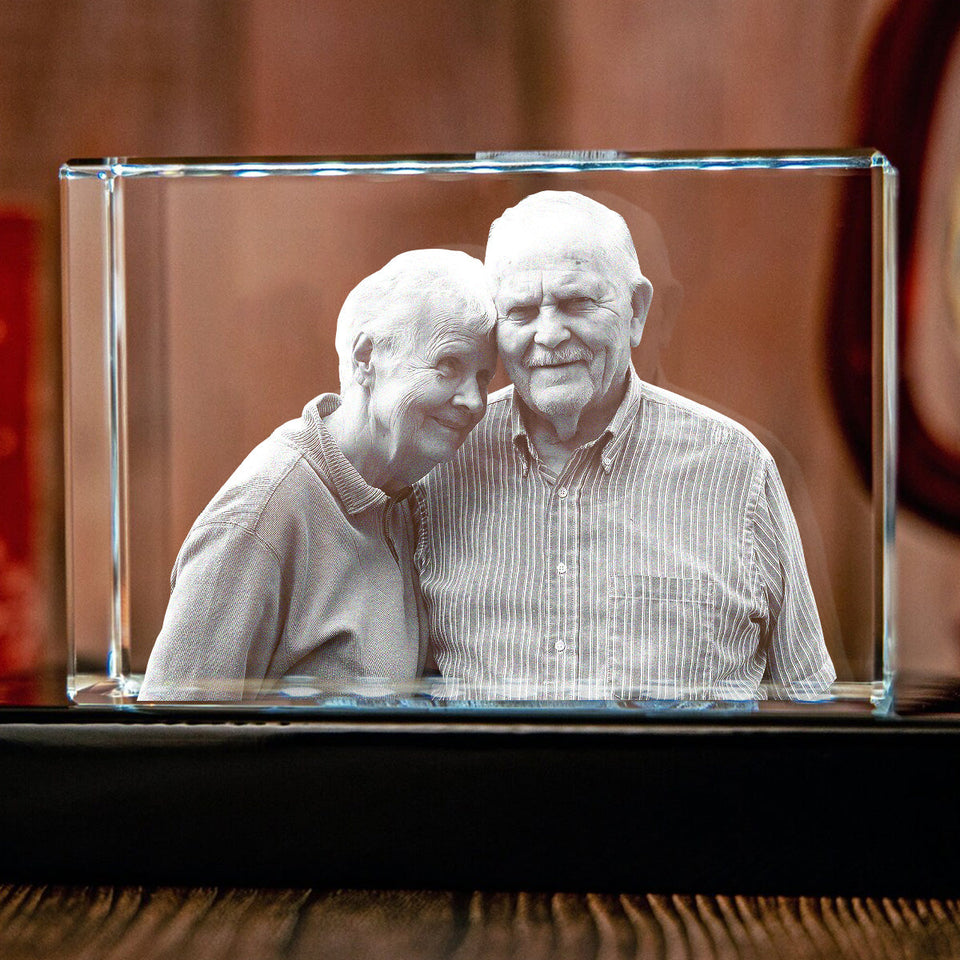 Custom Photo - Personalized Memorial Laser Engraving 3D Cuboid Shaped Crystal Lamp