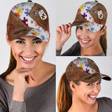 Casquette personnalisée en cuir imprimé à motif pour la sensibilisation à l'autisme, avec trous d'aération imprimés