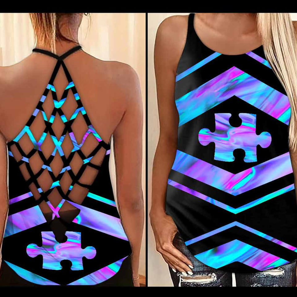 Accepter Comprendre Aimer - Débardeur croix pour la sensibilisation à l'autisme