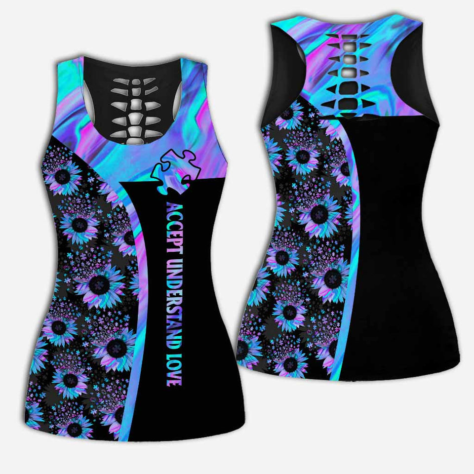 Accepter, comprendre, aimer - Leggings et débardeur ajouré pour la sensibilisation à l'autisme