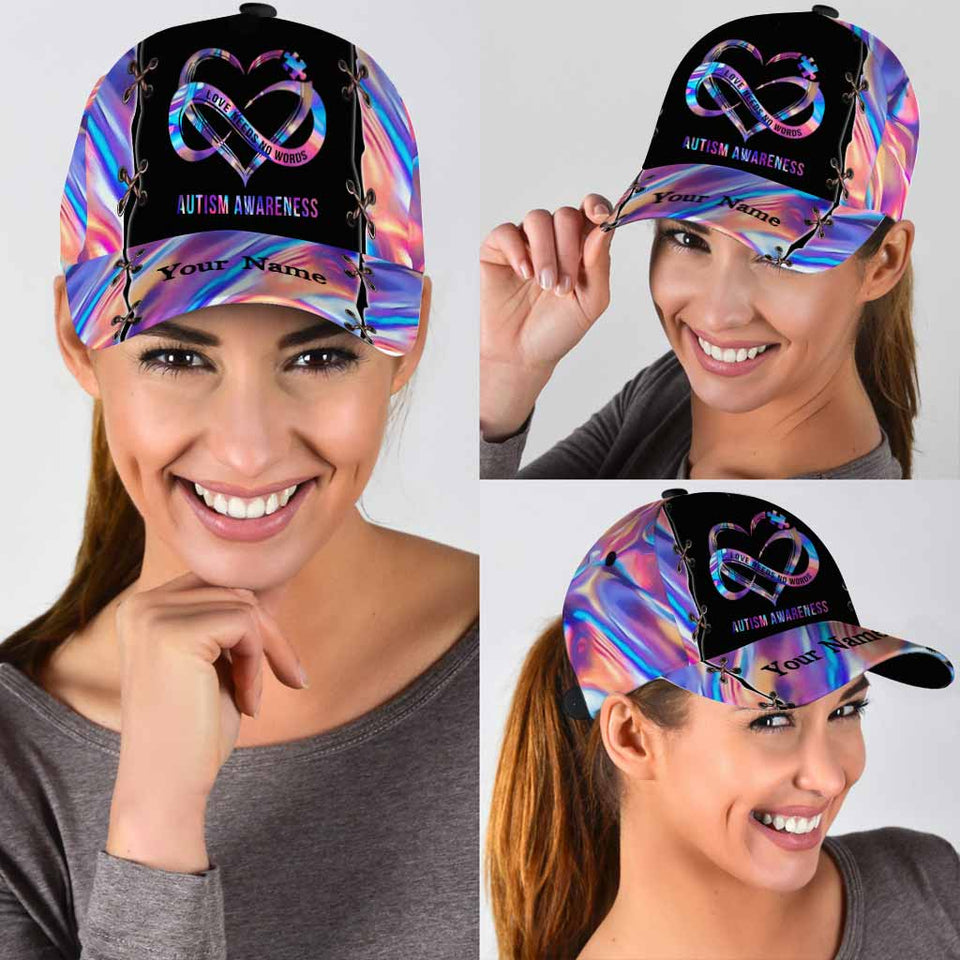 L'amour n'a pas besoin de mots - Casquette classique personnalisée pour la sensibilisation à l'autisme avec trous d'aération imprimés
