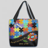 Accepter, comprendre, aimer - Sac fourre-tout imprimé à motif de courtepointe personnalisé pour la sensibilisation à l'autisme