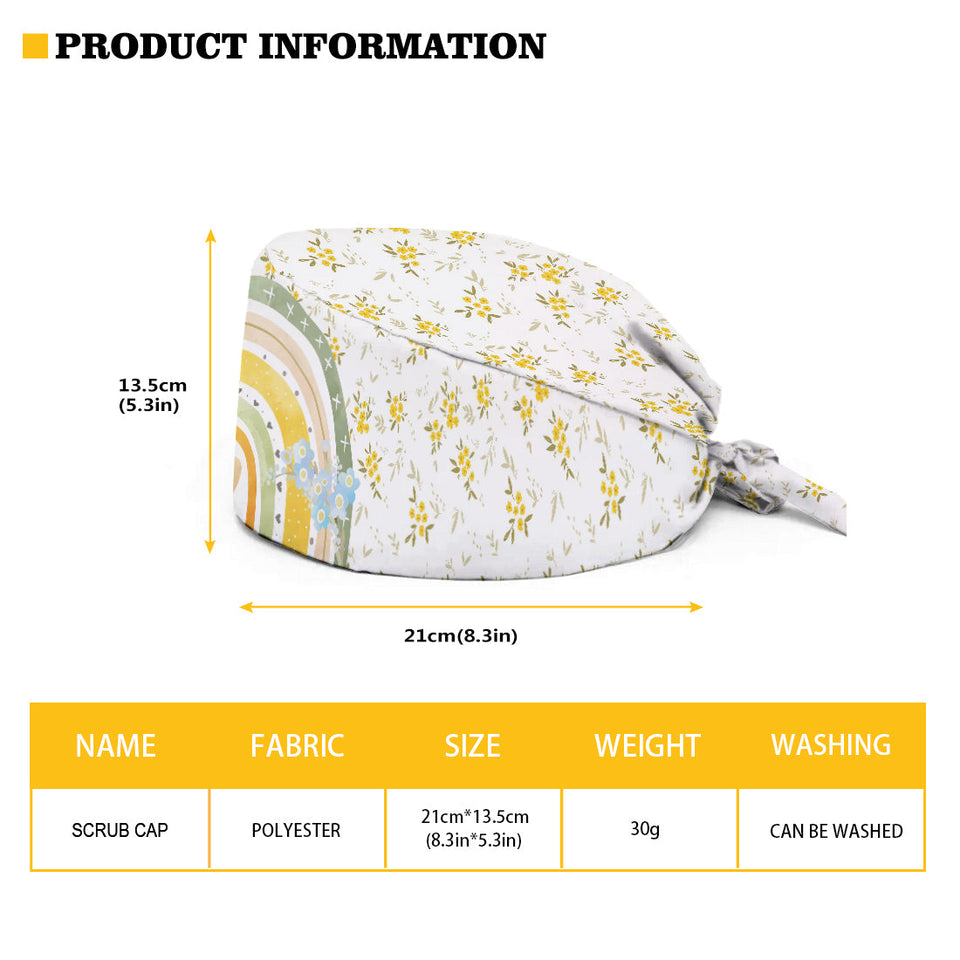 Floral Rainbow - Personalized Nurse Scrub Cap