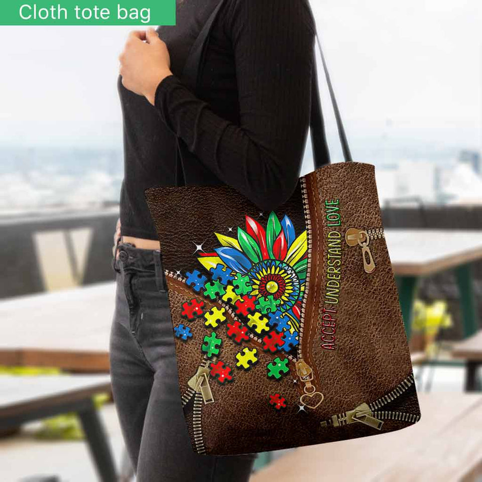 Accept Understand Love - Autism Awareness Tote Bag 062021