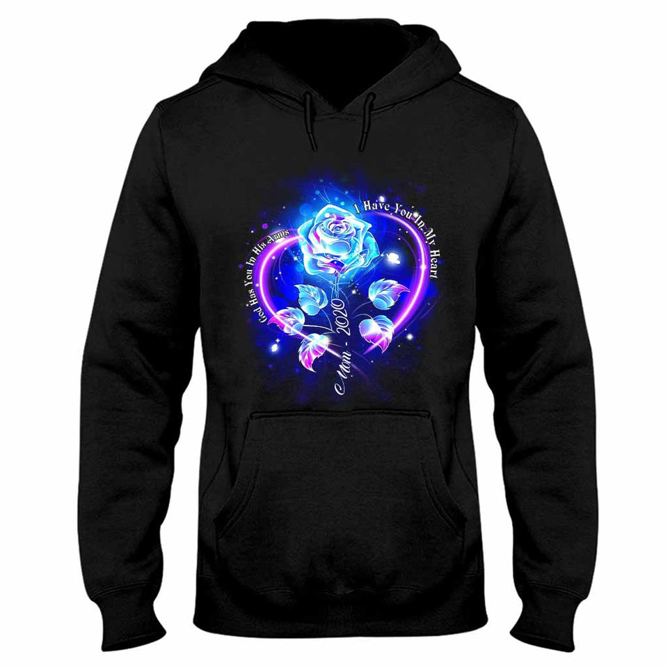 Dieu te tient dans ses bras, je te porte dans mon cœur - T-shirt et sweat à capuche personnalisés en hommage