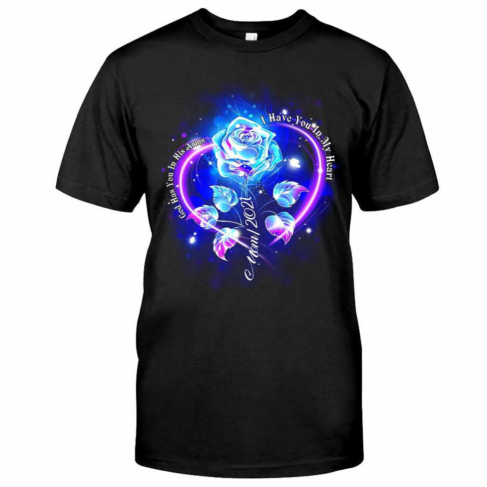 Dieu te tient dans ses bras, je te porte dans mon cœur - T-shirt et sweat à capuche personnalisés en hommage