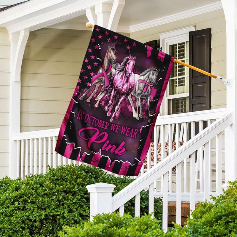 En octobre, nous portons du rose - Drapeau de la maison pour la sensibilisation au cancer du sein 0822