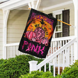 En octobre, nous portons du rose. Citrouille d'Halloween - Drapeau de sensibilisation au cancer du sein 0822