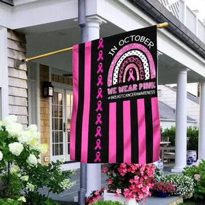 En octobre, nous portons du rose arc-en-ciel - Drapeau de la maison pour la sensibilisation au cancer du sein 0822