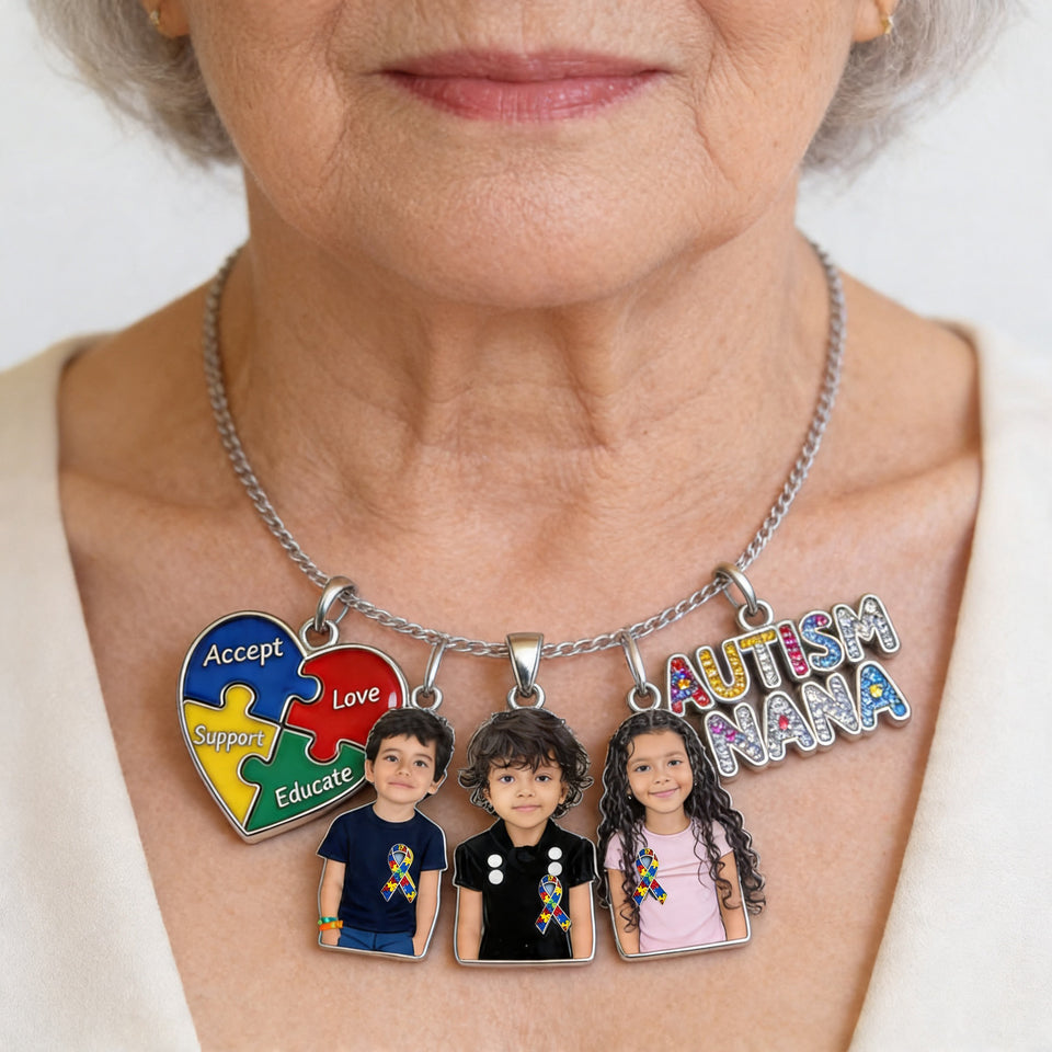 Proud Autism Mom - Personalized Autism Awareness Metal Necklaces With Pendants