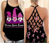 Débardeur croix Peace Love Cure - Sensibilisation au cancer du sein 0722