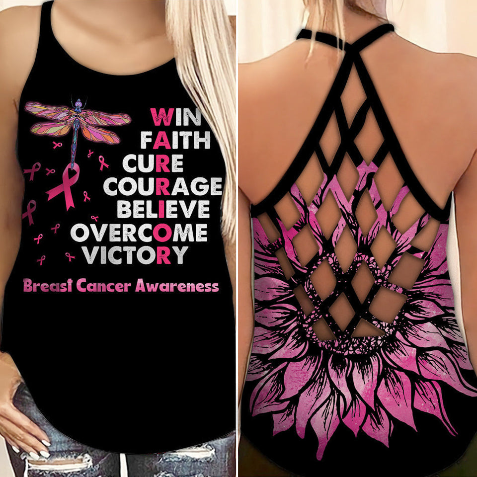 Débardeur croix Win Faith Cure - Sensibilisation au cancer du sein 0722