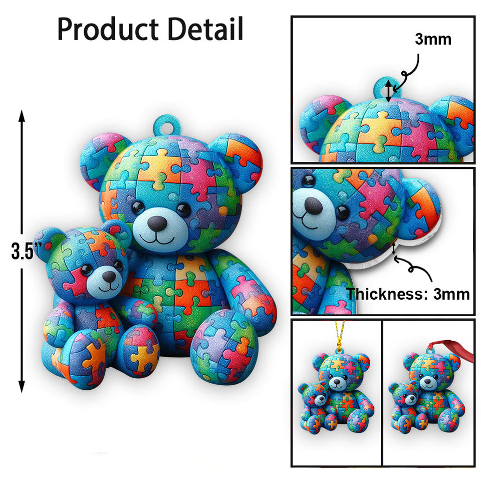 Maman Ours - Ornement personnalisé pour la sensibilisation à l'autisme