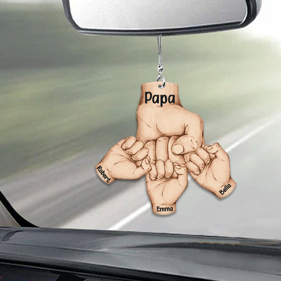 Bisous - Ornement de voiture personnalisé pour papa - Motif « Fist Bump »