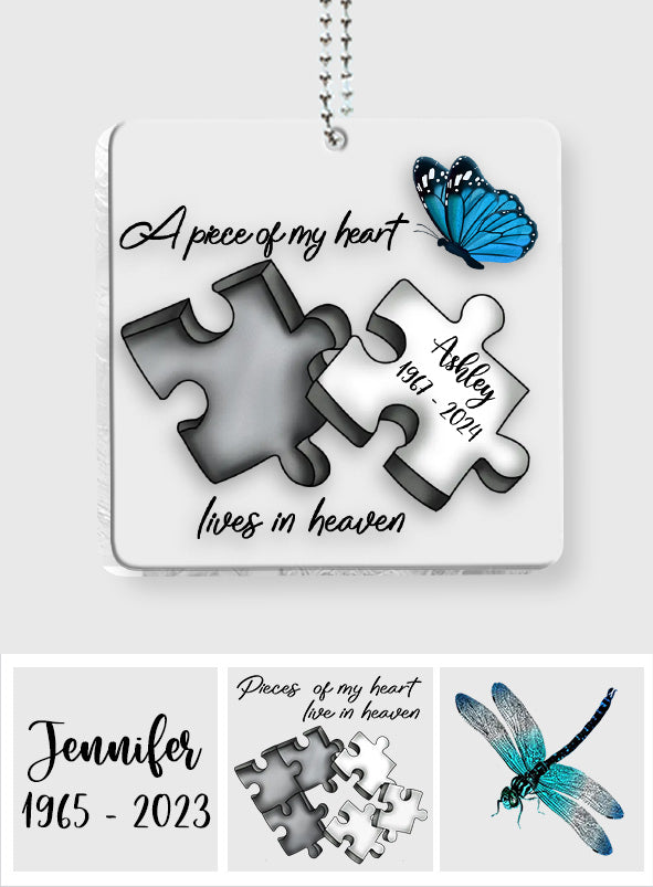 Ornement de voiture transparent commémoratif personnalisé - Papillon Libellule Plume Céleste